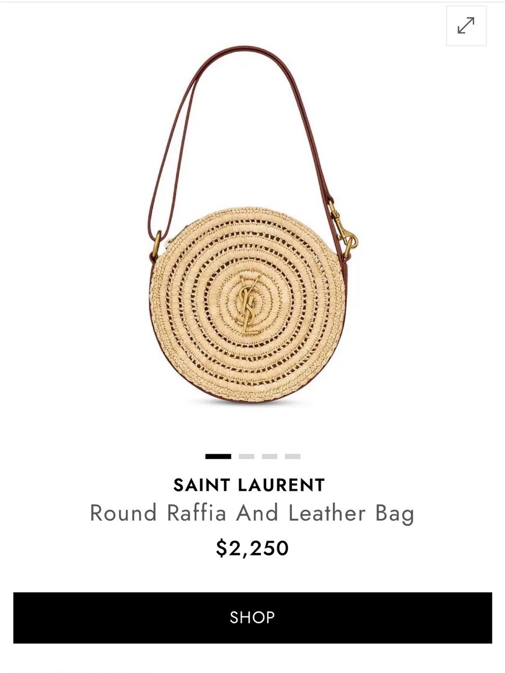 Saint Laurent Round Raffia Crossbody in Natural and Brown